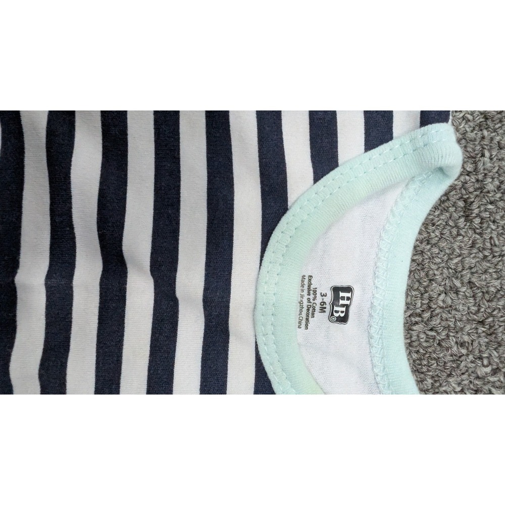HB Baby Boys Striped Sleeveless‎ Bodysuit Navy Blue White 3-6 Months Cotton